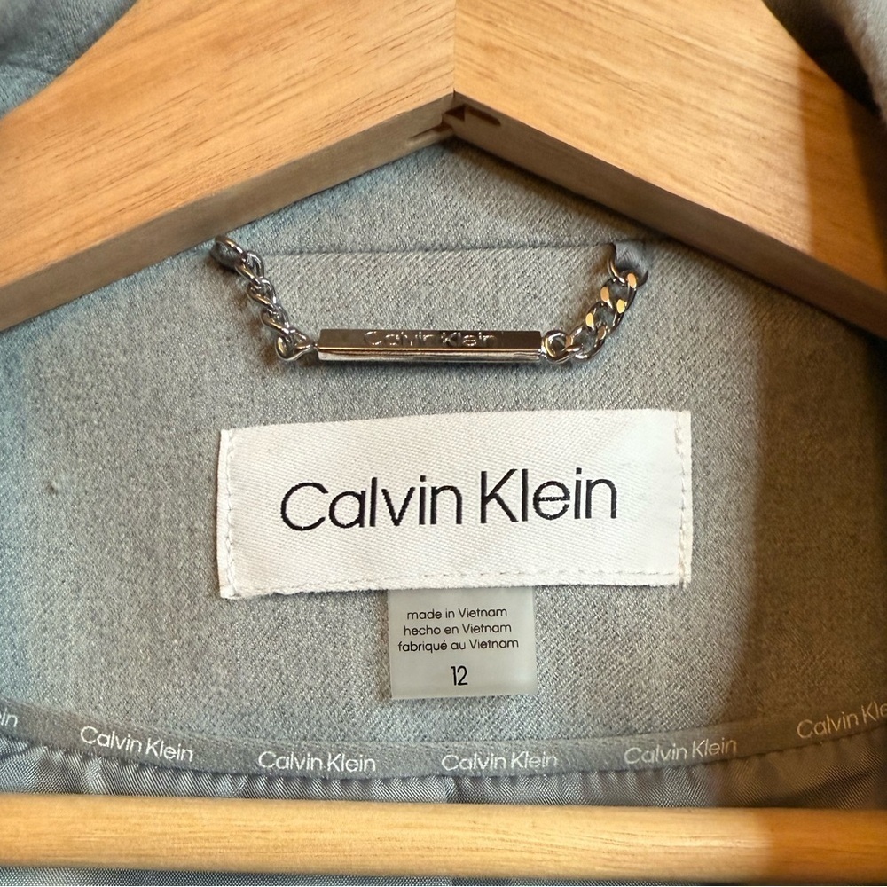 Calvin Klein Women's Soft Gray One Button Notch Lapels Structured Blazer Sz 12 - Picture 9 of 16